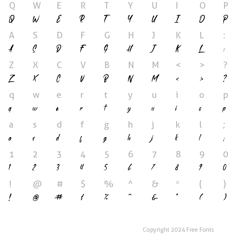 Character Map of roastink Regular