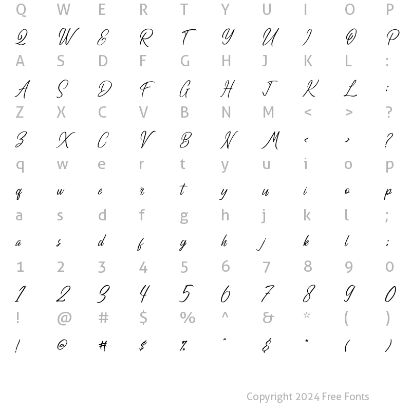 Character Map of Robert Smith Italic