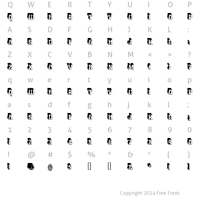 Character Map of Roberta Raised Shadow Regular