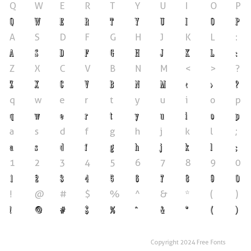 Character Map of RobertBeckerShadow-Light Regular