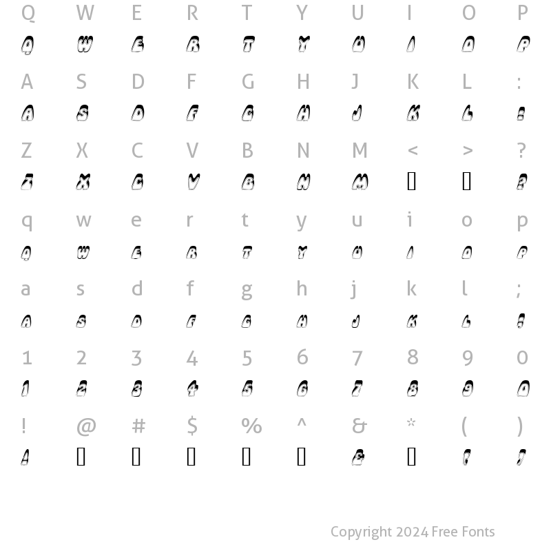 Character Map of RobleRoundedSCapsSSK Italic