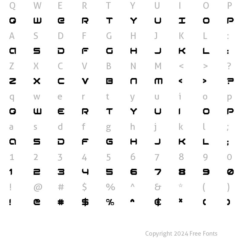 Character Map of Robotaur Condensed Condensed