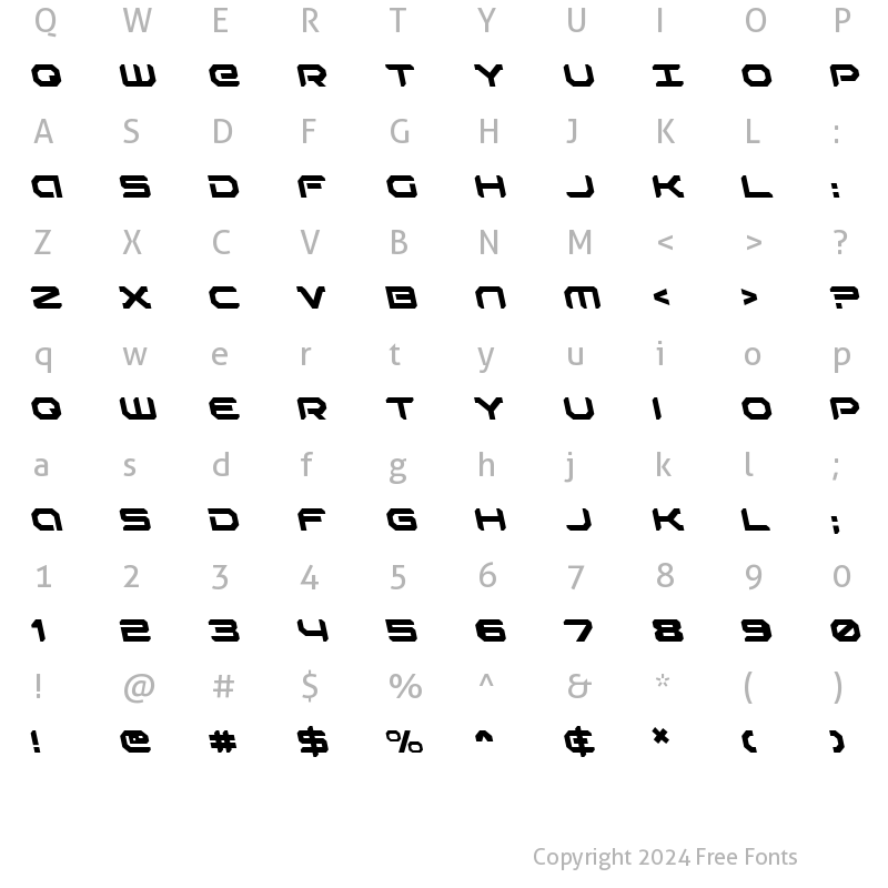 Character Map of Robotaur Leftalic Regular