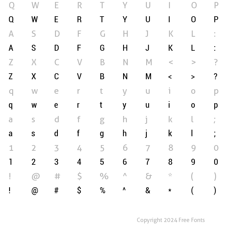 Character Map of Roboto Condensed