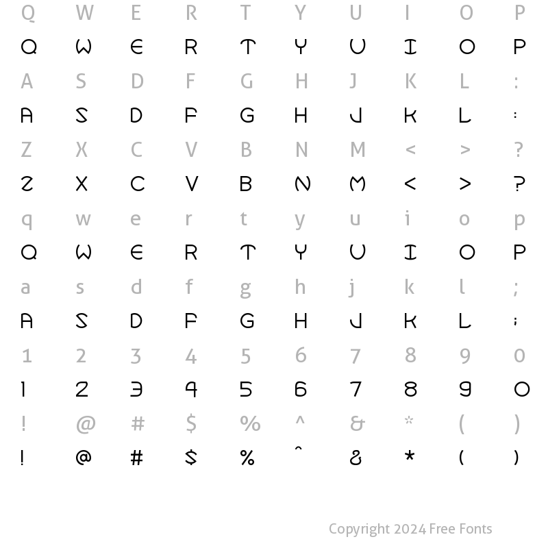 Character Map of Robotron Regular