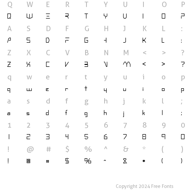 Character Map of RoboType Regular