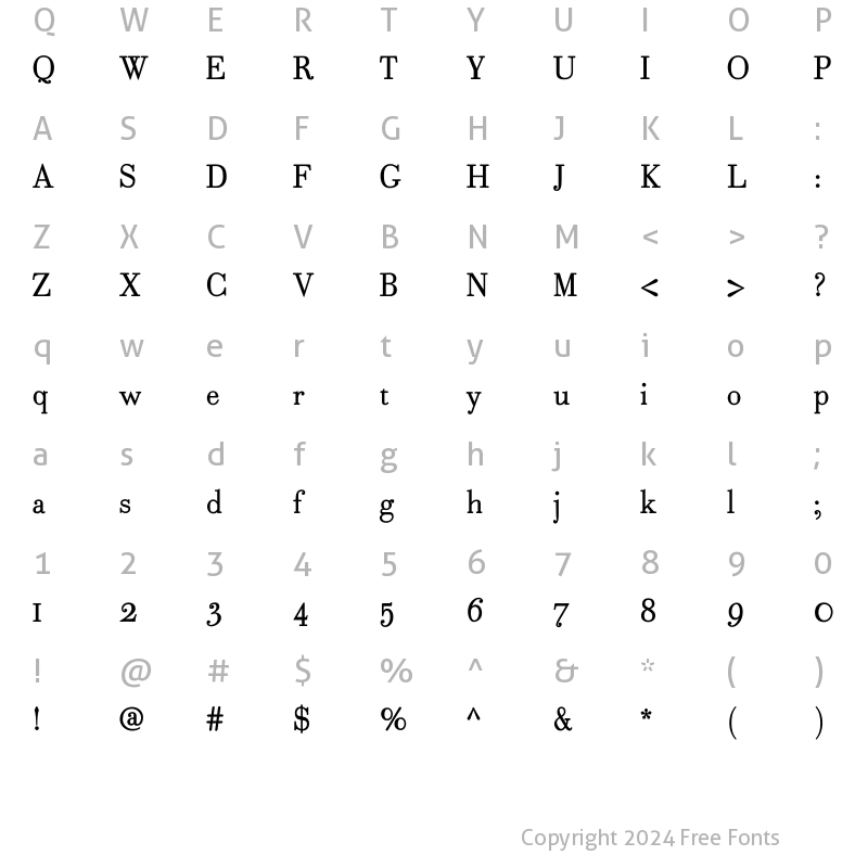 Character Map of Robusta Light Regular