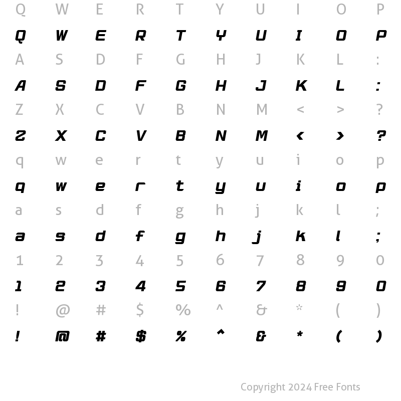 Character Map of RobustikBold Oblique Regular