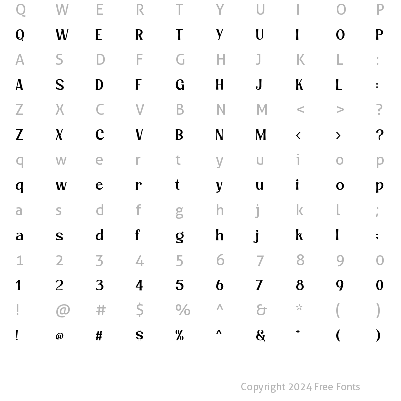 Character Map of Roby Soho SemiBold