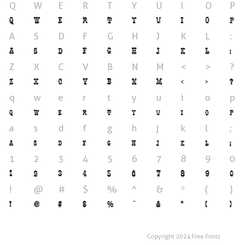 Character Map of Rochester Line Regular