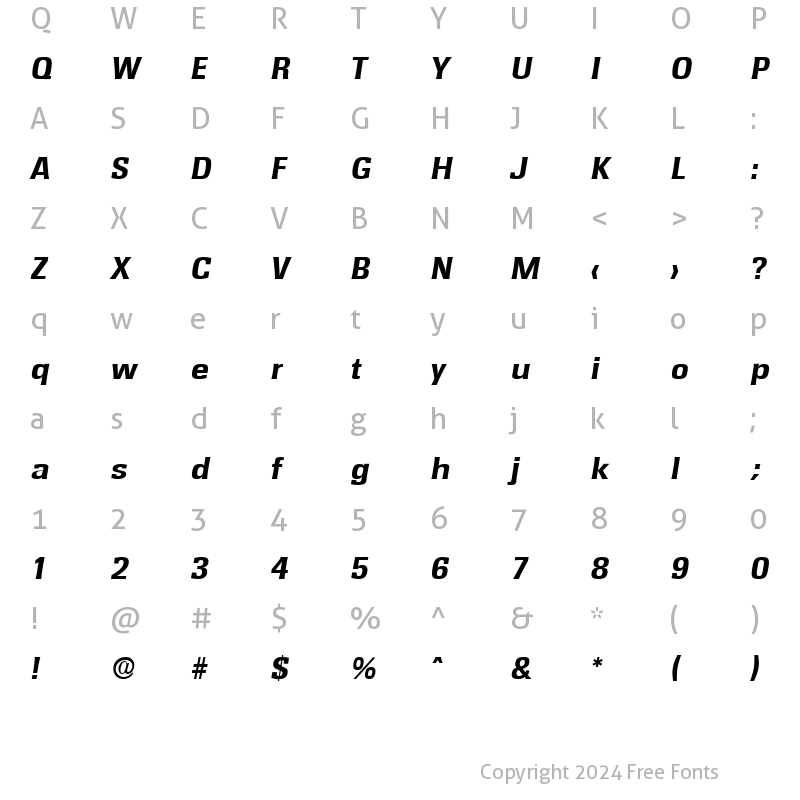 Character Map of Rochester-Serial-ExtraBold RegularItalic