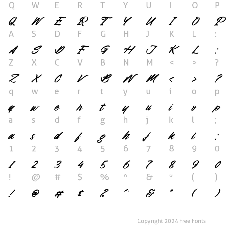 Character Map of Rock Degun Italic