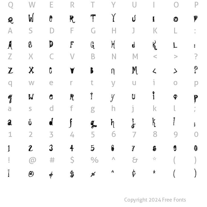 Character Map of Rock Show Whiplash Regular