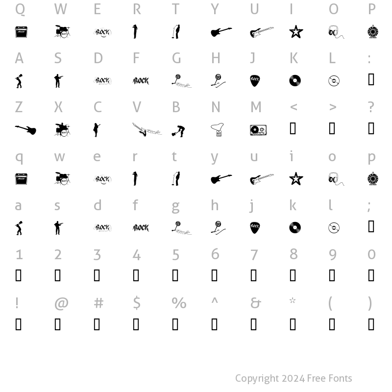 Character Map of Rock Star 2.0 Regular