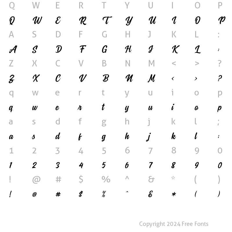 Character Map of Rockaboy italic Regular