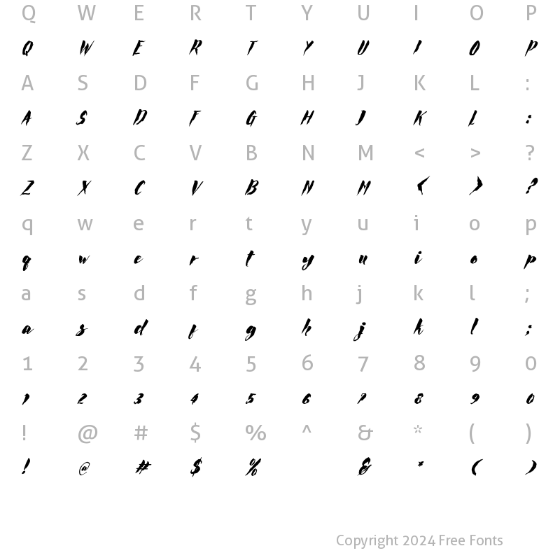 Character Map of Rocket Italic Regular