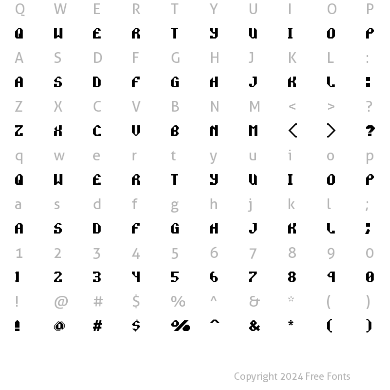 Character Map of Rocket Propelled Regular