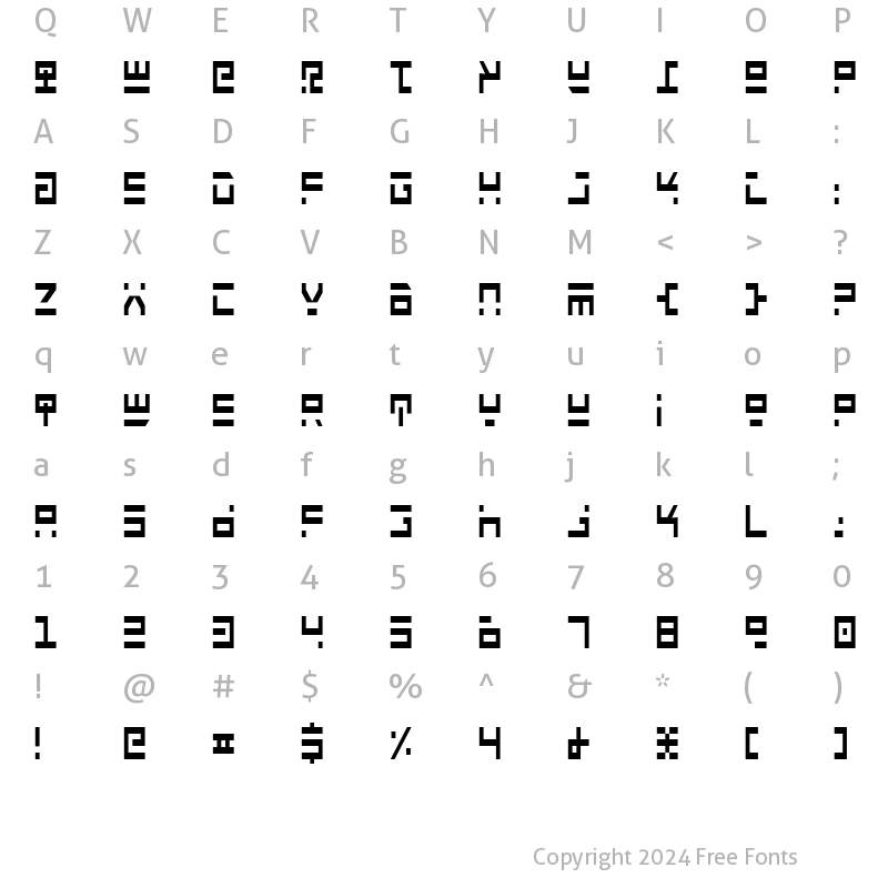 Character Map of Rocket Type Condensed Condensed