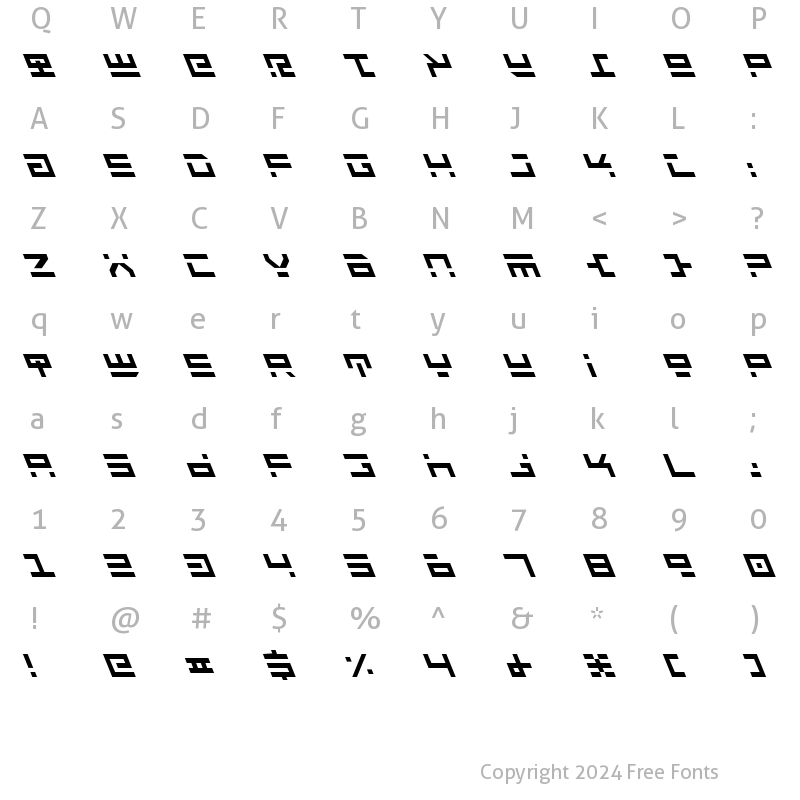 Character Map of Rocket Type Leftalic Leftalic