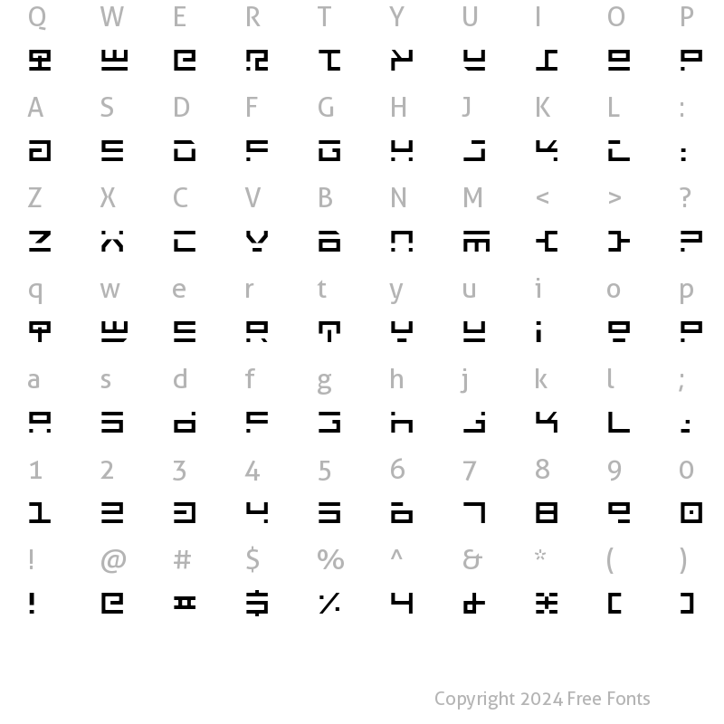 Character Map of Rocket Type Light Light