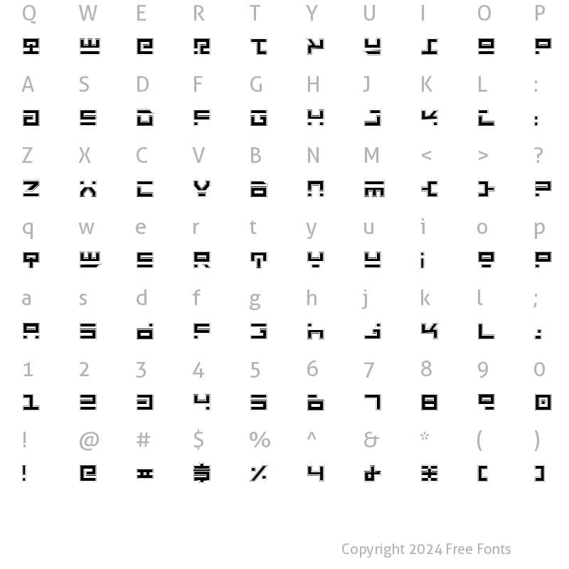 Character Map of Rocket Type Pro Pro