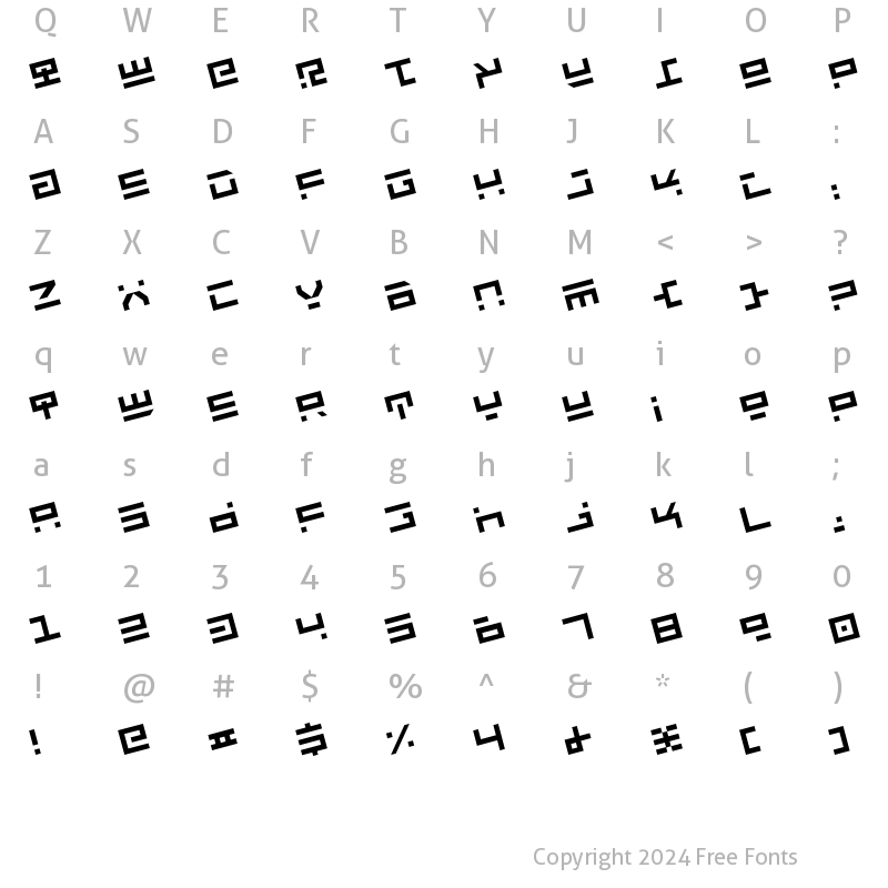 Character Map of Rocket Type Rotate Rotate