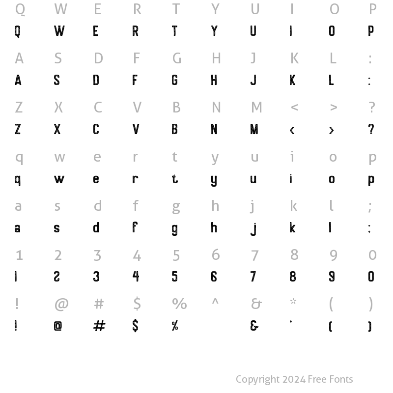 Character Map of Rocketlers Regular