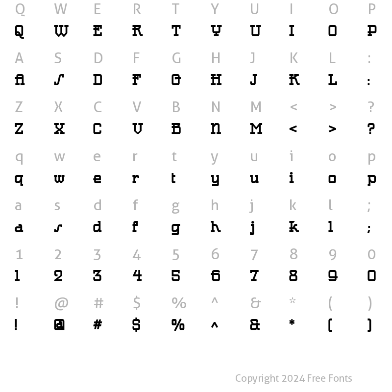 Character Map of Rocketman XV7 Bold Regular