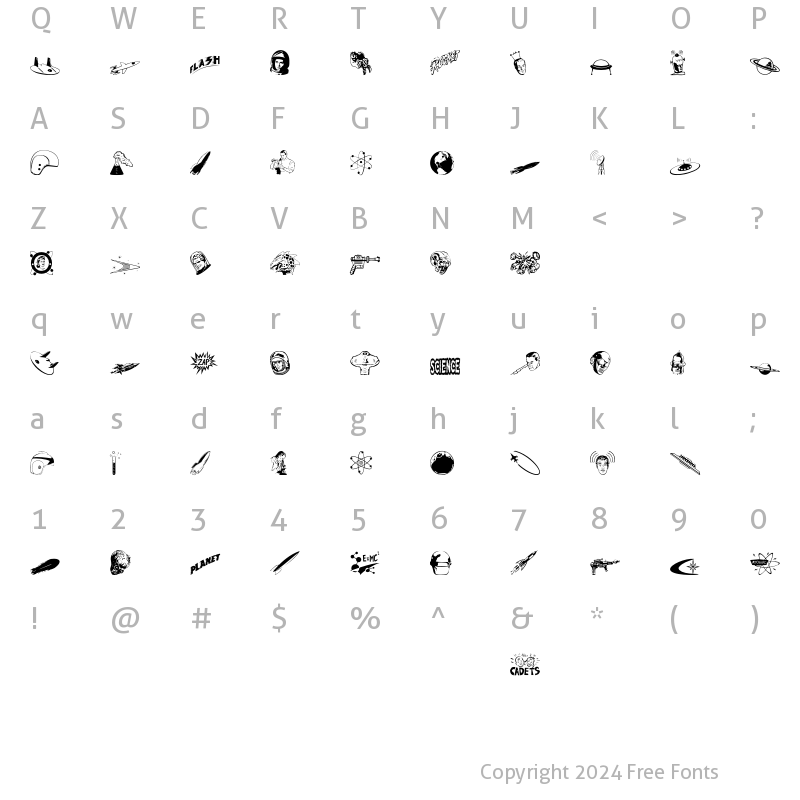 Character Map of RocketScience 1 Regular