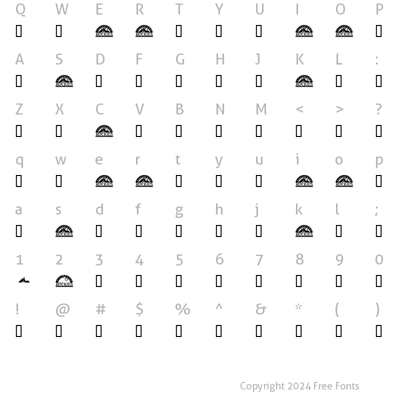 Character Map of Rockies Regular