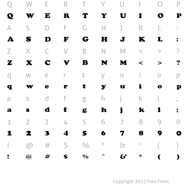 Character Map of Rockletter Simple Regular