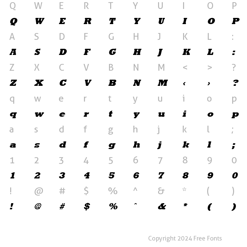 Character Map of RockneyExtrabold Italic