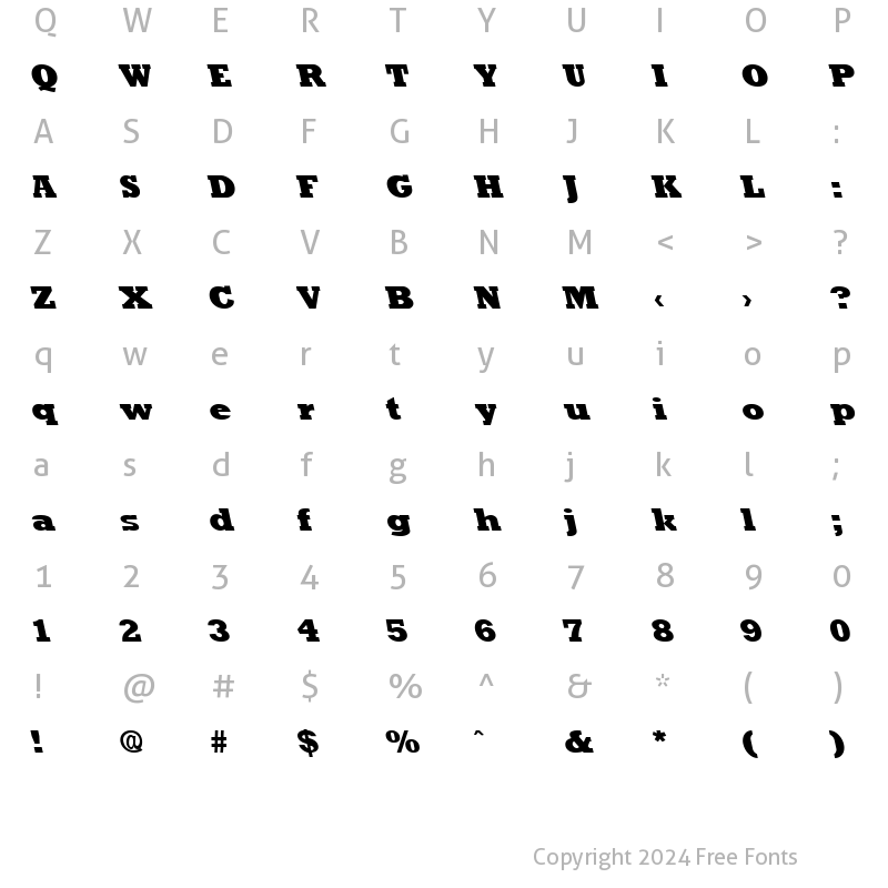 Character Map of RockneyLeftyExtrabold Regular