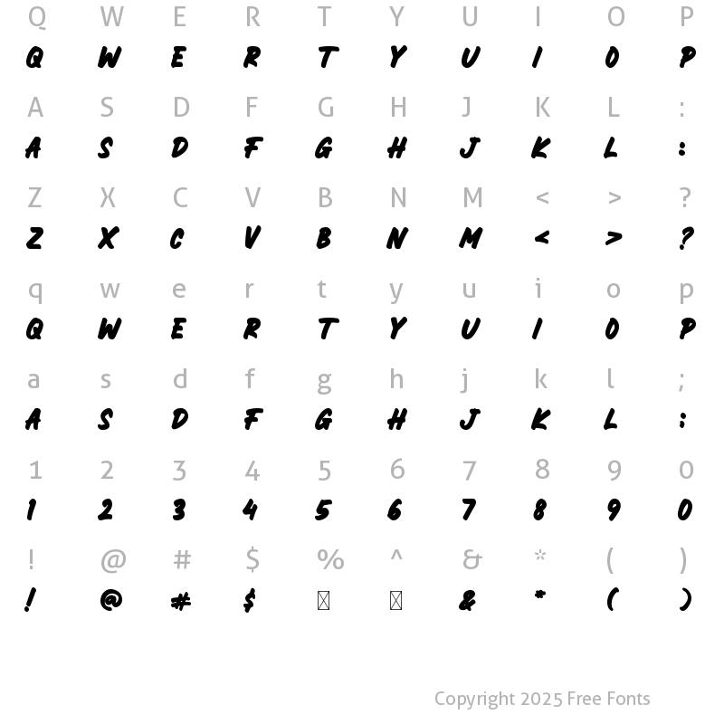 Character Map of ROCKSLIDE BOLD