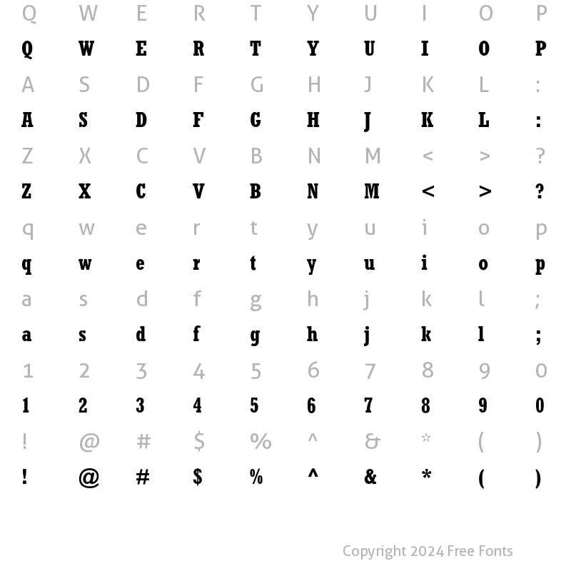 Character Map of Rockwell Condensed Bold