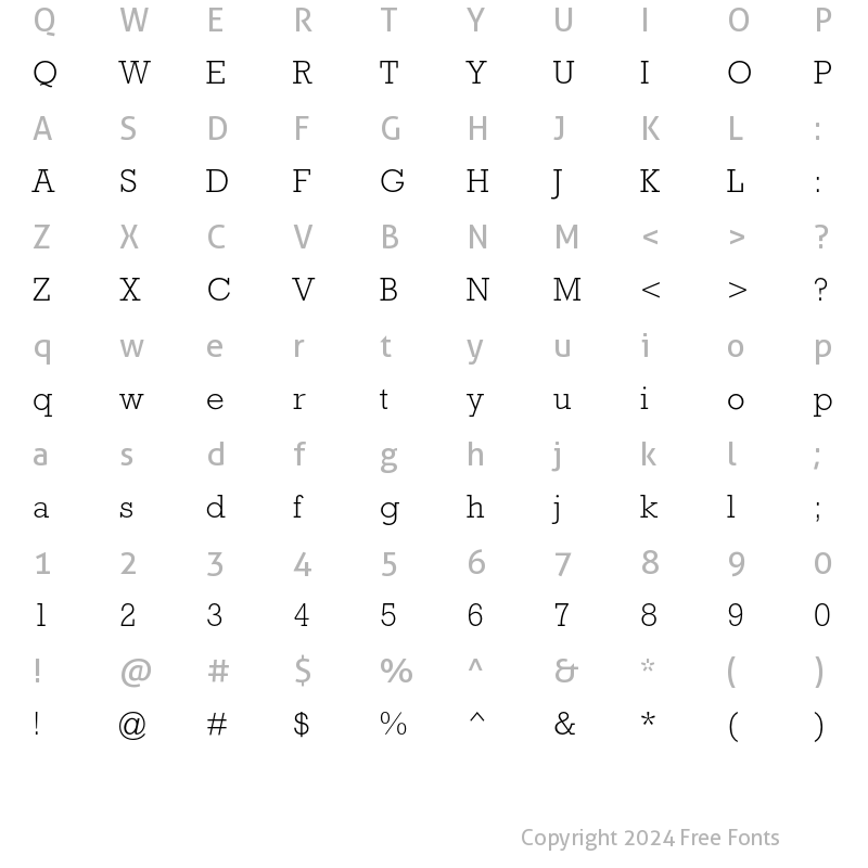 Character Map of Rockwell Light Regular