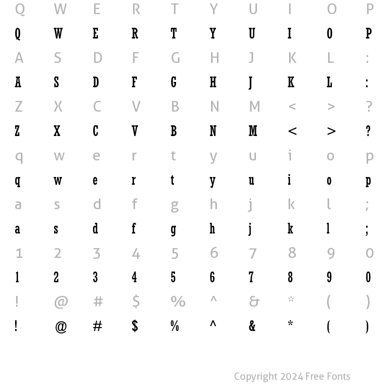 Character Map of Rockwell MT Condensed Regular