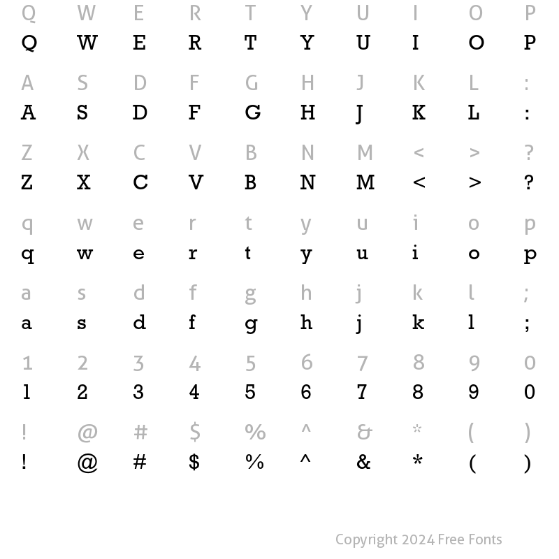 Character Map of Rockwell Std Regular