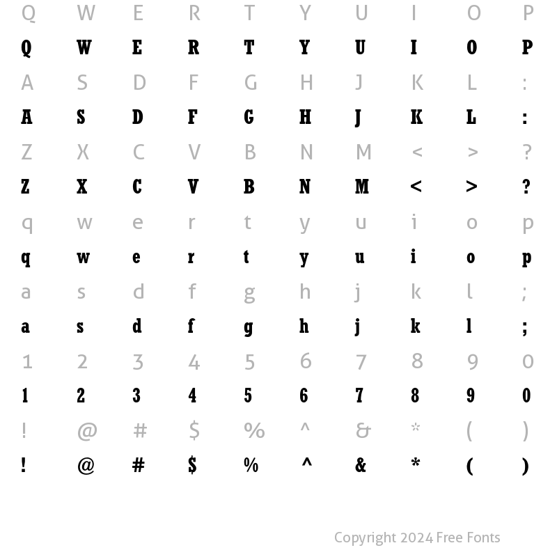 Character Map of RockwellCondensedBQ Regular