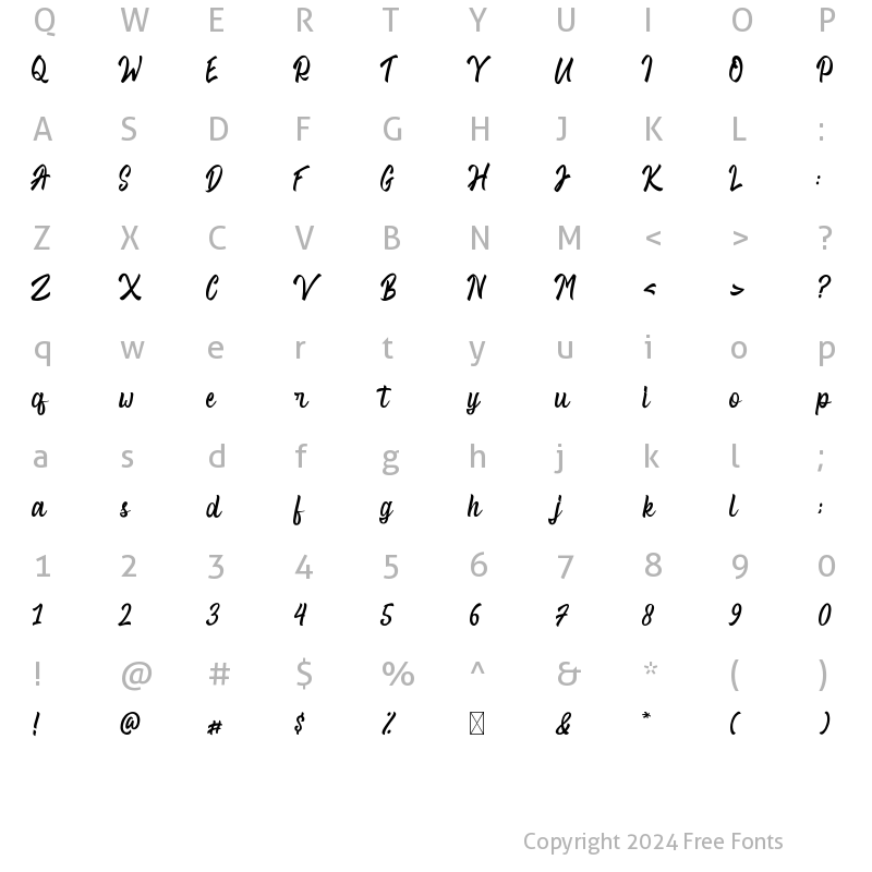 Character Map of Rocky Run Regular