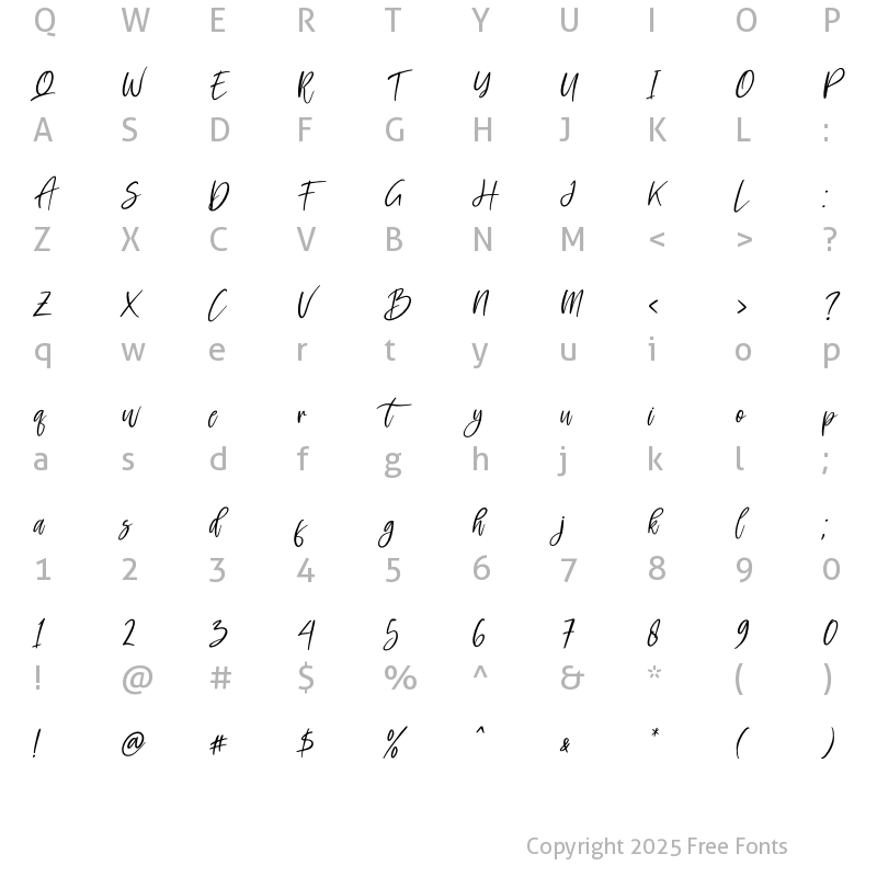 Character Map of Rockybrown Italic