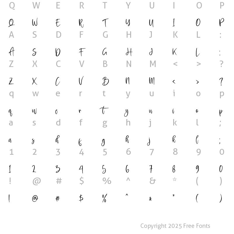 Character Map of Rockybrown Regular