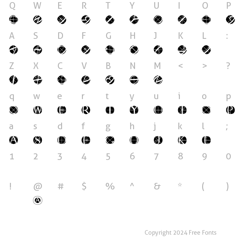 Character Map of RodauButtonsInverse Regular