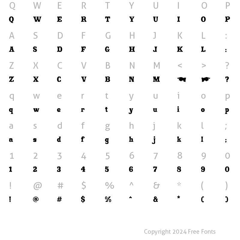 Character Map of Rodeo Clown Fill Regular