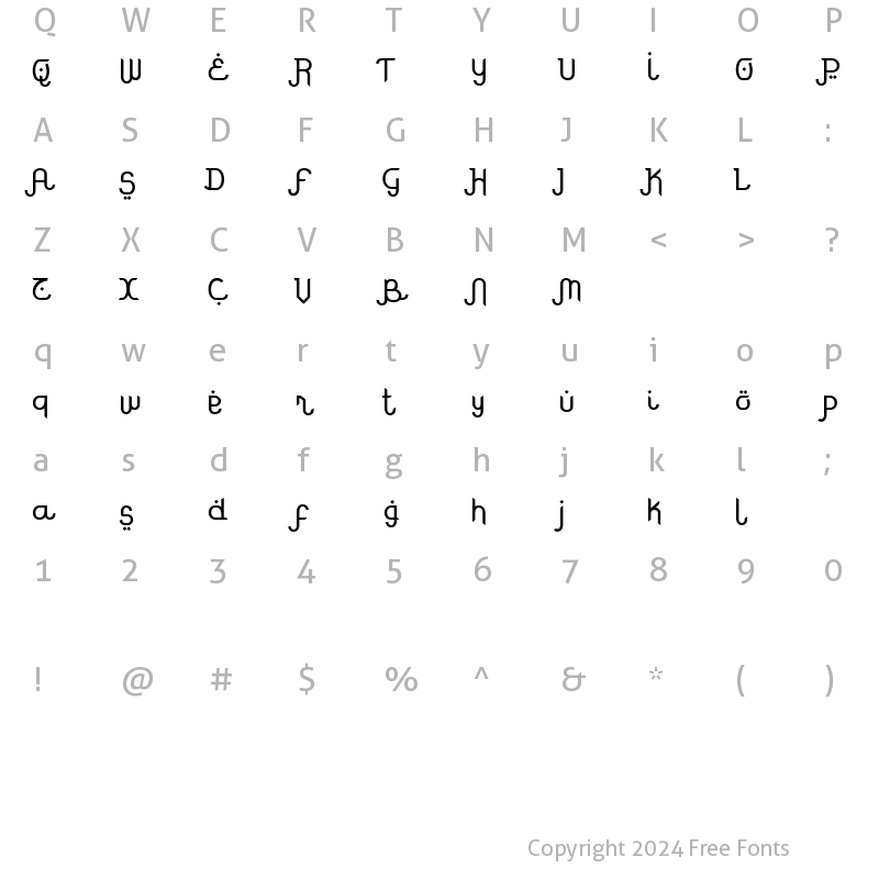 Character Map of Rodja Alt End Rodja Alt End