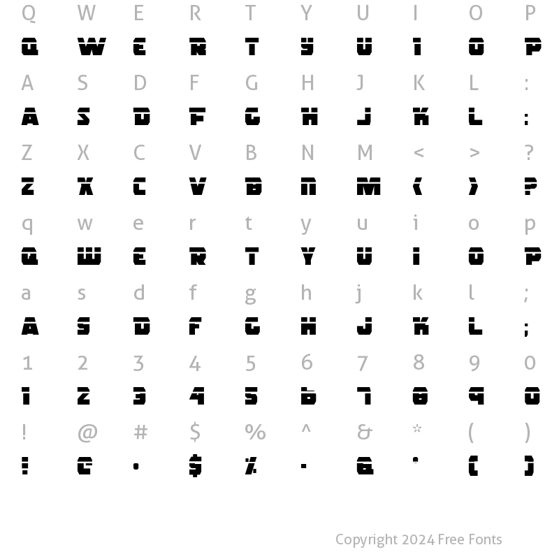 Character Map of Rogue Hero Laser Laser