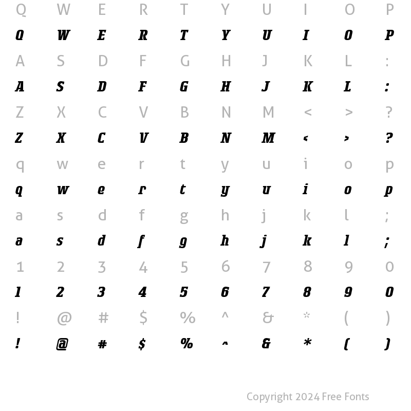 Character Map of Rogue Serif BoldItalic