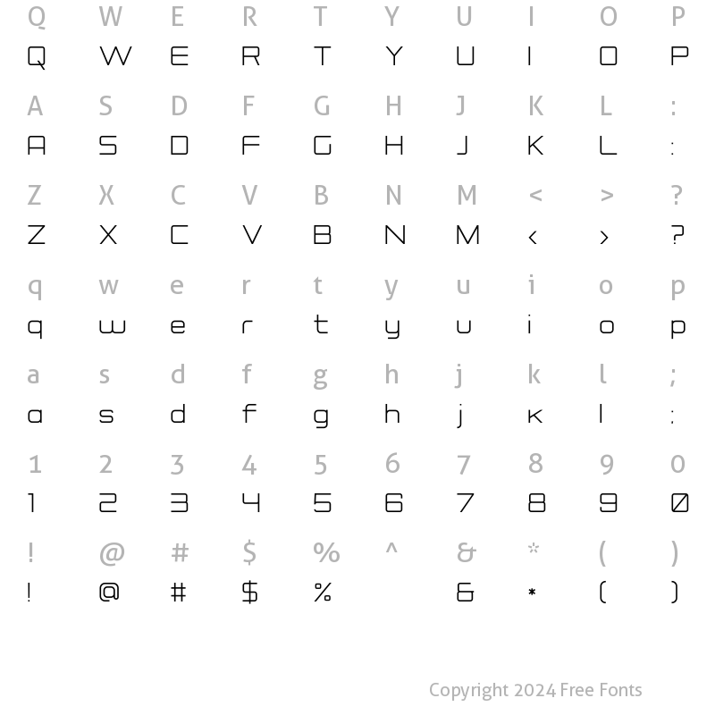 Character Map of Rogueland Regular