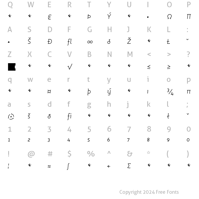 Character Map of Roice-LightItalicExpert Regular