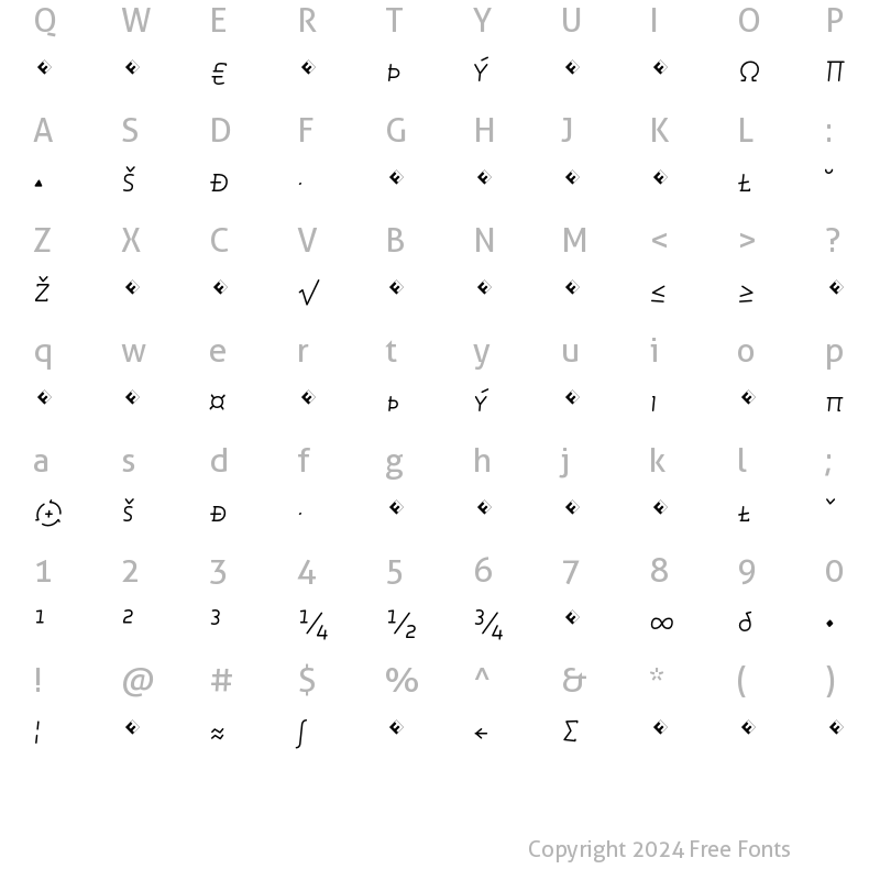 Character Map of Roice-LightItalicSCExpert Regular